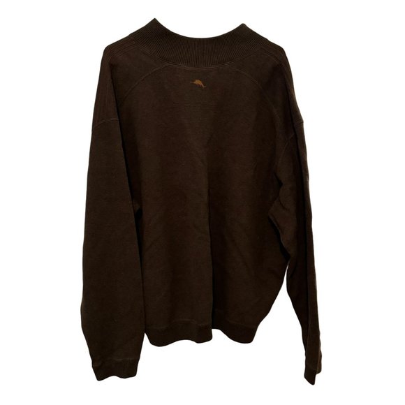 Tommy Bahama Mens Brown 1/4 Zip Pullover Long Sleeve Sweater - Picture 4 of 10